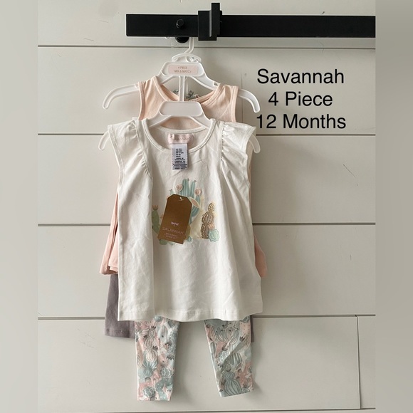 NWT Savannah Girl’s 4 Piece Summer Outfits 12 Months - Picture 1 of 9